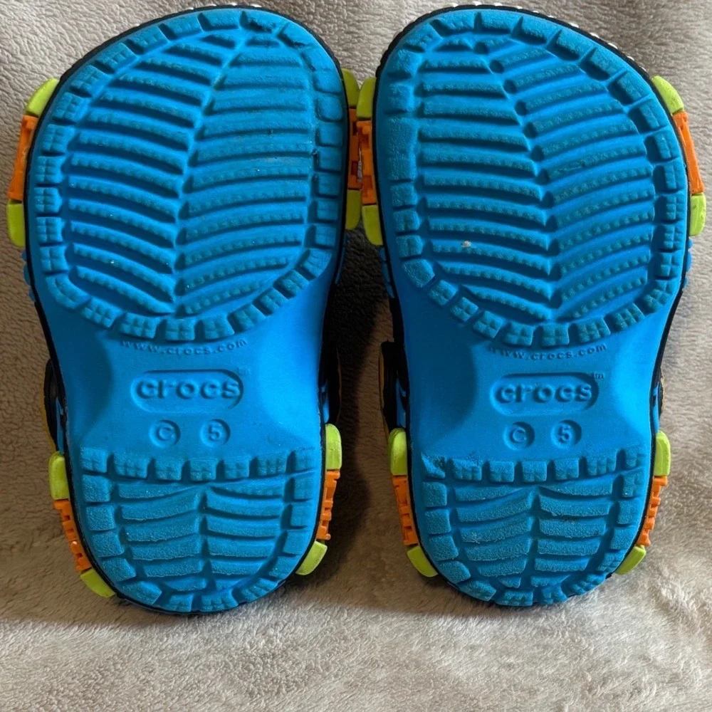 Crocs Fun Lab Toddler Boys Blue Flame Truck Clogs Shoes Size C5
